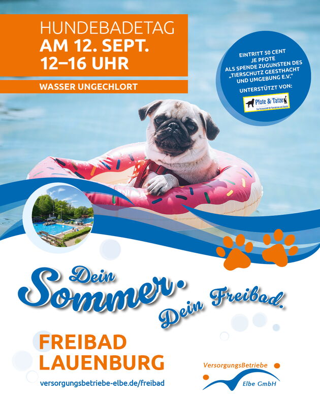 Hundebadetag, Freibad Lauenburg Samstag 12. September 2026, 12:00 Uhr