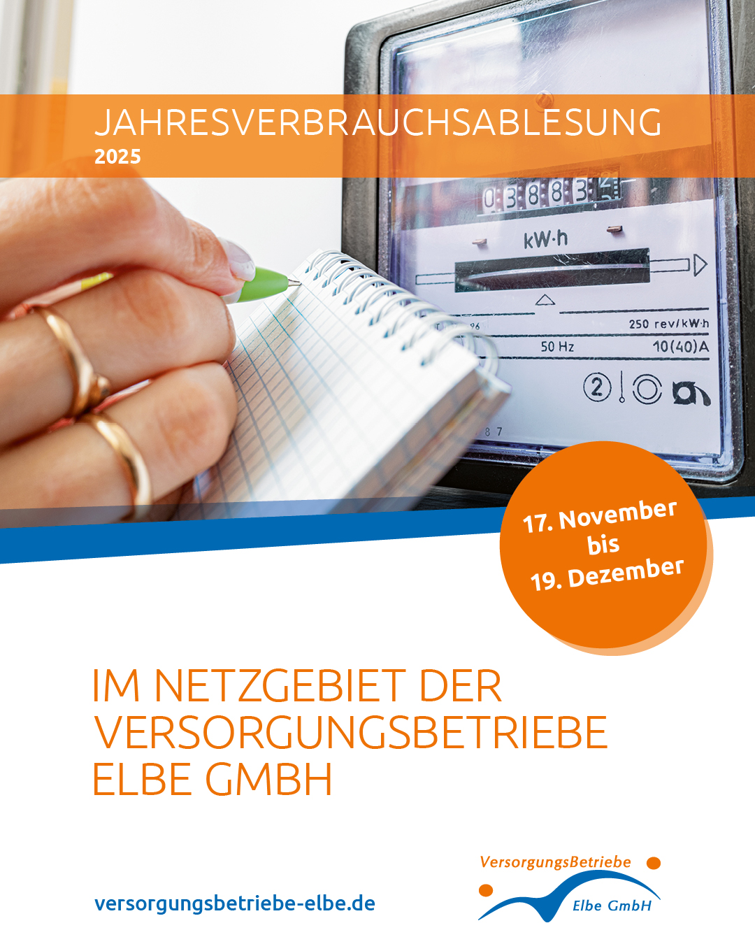 Jahresverbrauchsablesung 17.11. - 19.12.2025